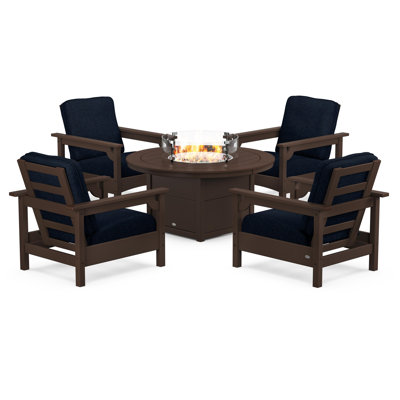 Club 5-Piece Conversation Set with Fire Pit Table