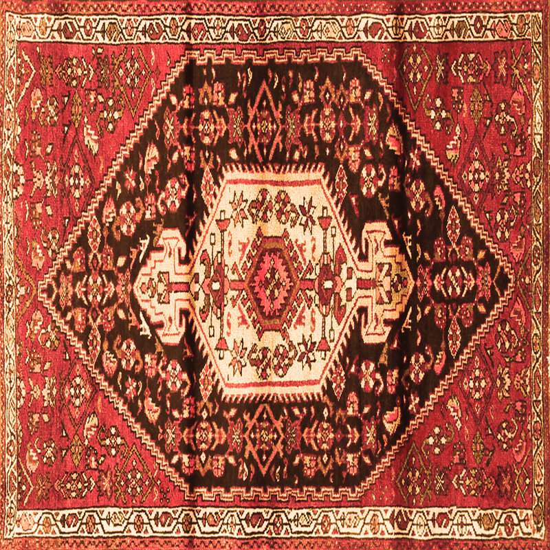 Tapis carré carré en laine / polyester tissé à la machine rouge / blanc / noir 3 pi x 3 pi