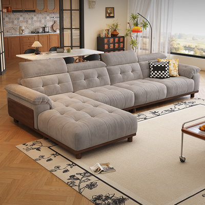 Large-sized fabric sofa for the living room with multiple seats and a Concubine seat