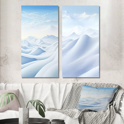 Winter Desert Snow Scenery - Snow Metal Art Print Set Of 2