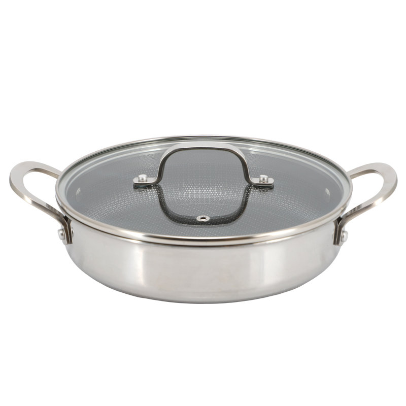 Poêle à frire antiadhésive en acier inoxydable avec couvercle Better Chef, 11"