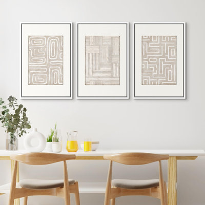 "Design minimaliste, tons neutres, motifs géométriques, art moderne, salon", 3 pièces