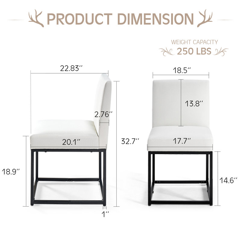 Chaise de salle à manger rembourrée Beppina, Crème