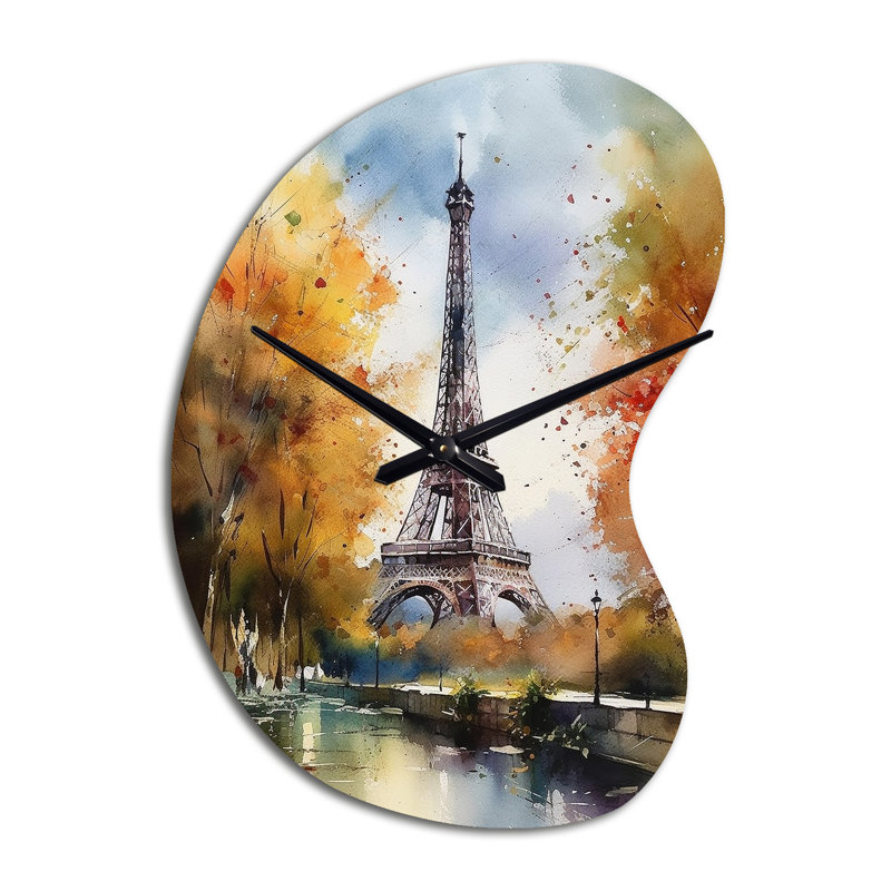 Pastel Eiffel Tower In Paris III - Boom Shape Large Paris 3D Wall Clock, Small