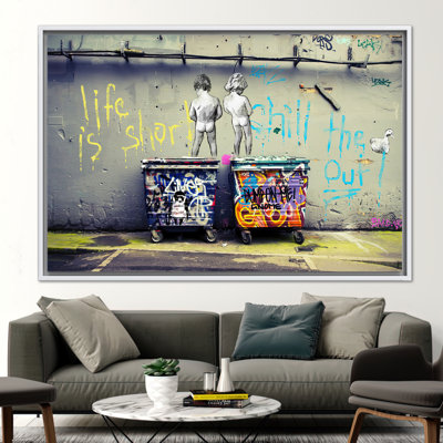 Banksy Life is Short Canvas, Banksy Wall Decor, Chill The Out Canvas Art, Banksy Boy Wall Decor, Banksy Art, Graffiti Canvas Art,
