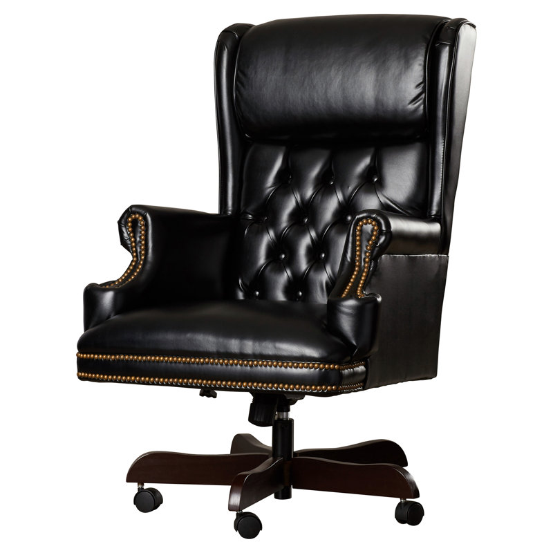 High Back Traditional Tufted LeatherSoft Executive Swivel Ergonomic Office Chair, Black