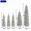 Sapins de Noël crayon floqués pré-illuminés en 5 pièces, sapin de Noël en PVC recouvert de neige avec deux couleurs d'éclairage, 11 modes