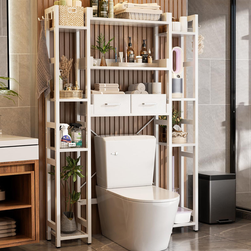 Rangement au-dessus de la toilette avec 2 tiroirs, Blanc