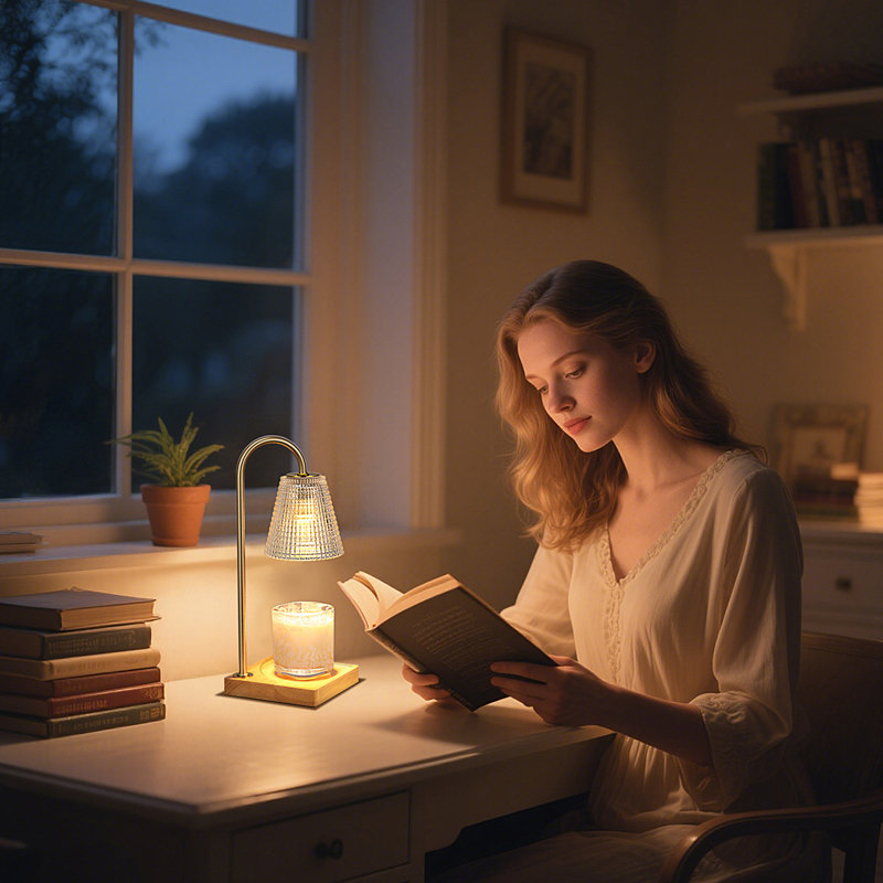 12'' Flameless Candle Warmer Lamp with Timer Dimmer, Heart-warming Gift to Family (Candle not Included)