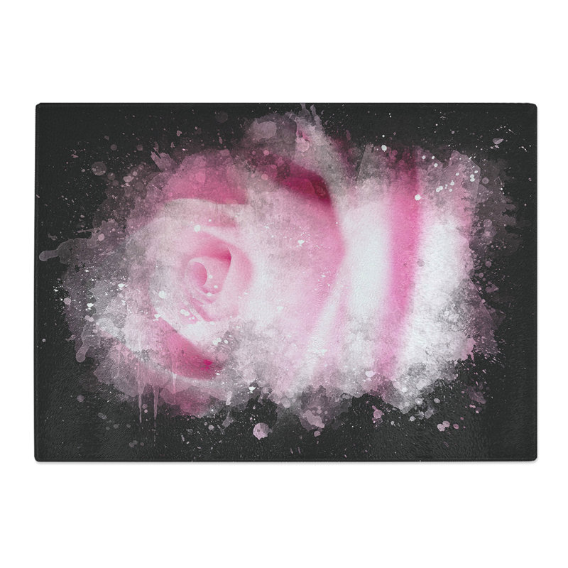 Rose Flower Vol.1 Paint Splash Chopping Board, 0.4cm H x 28.5cm W x 39cm L