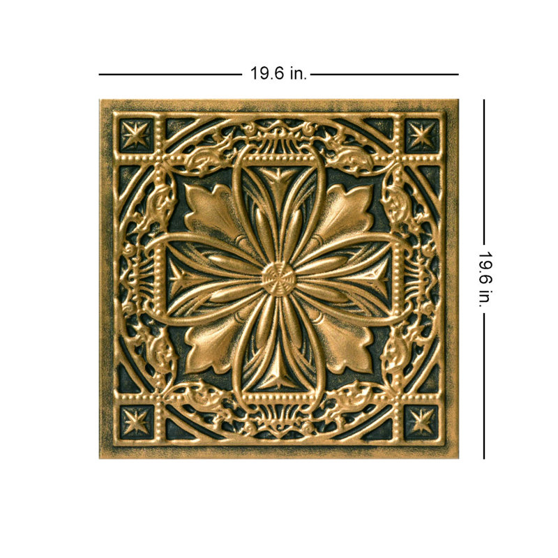 Tuile de plafond en polystyrène collé 1,63 pi x 1,63 pi Lucas's Shield, Laiton antique