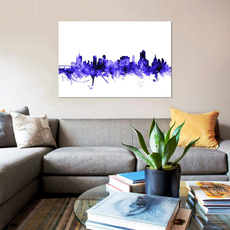 «Tulsa, Oklahoma Skyline» par Michael Tompsett, impression sur toile, H 12 po x l 18 po x P 1,5 po, Pas de tapis