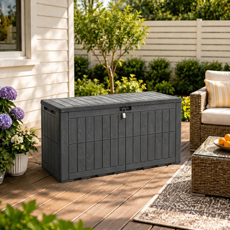 Outdoor 134 Gal  Large Deck Box with Lock, Gray