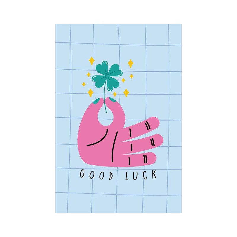 «Lucky Clover In Pink Hand», reproduction d'art sur toile tendue, 40" x 26", Gallery Wrapped Canvas, No Frame