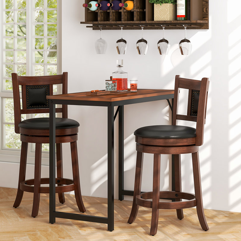 Acelee Swivel Upholstered Counter Stool with Solid Wood Frame, Counter Stool (25.5” Seat Height), 2
