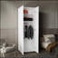 Armoire Aurora, deux tablettes intérieures, tringle, porte double, blanc