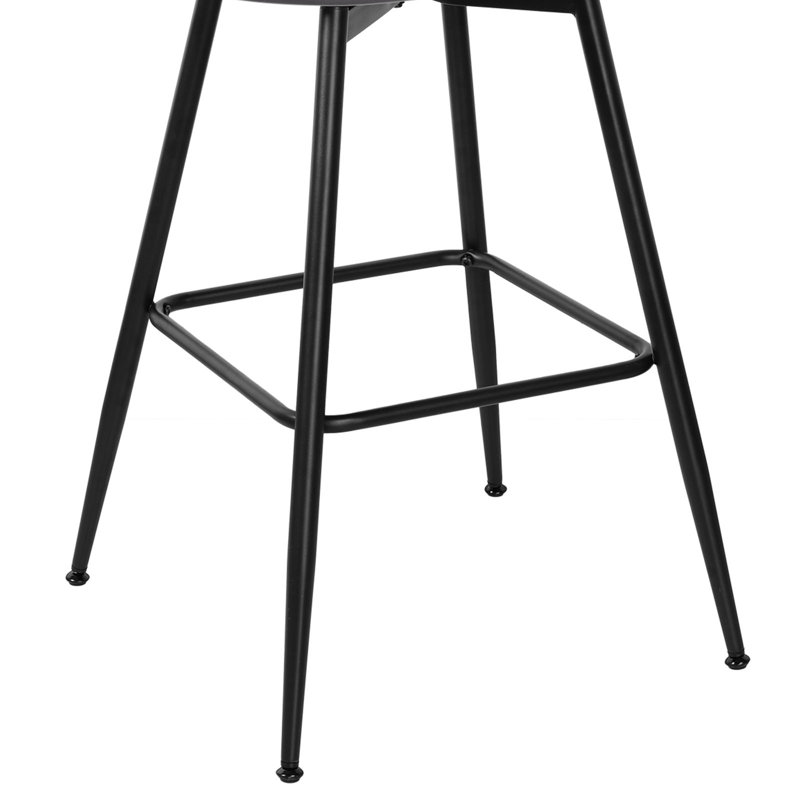 369° Swivel Upholstered Rattan Counter Height Bar Stool, Cuir gris / cadre naturel, 3