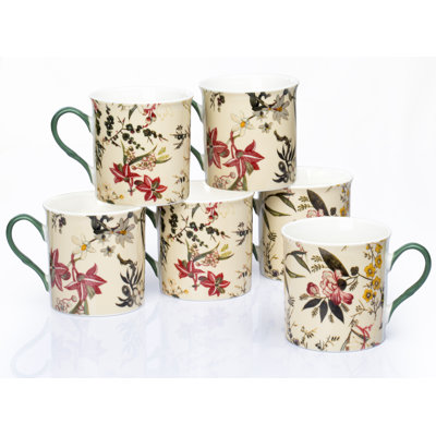 Set of 6 Botanical Garden Mugs