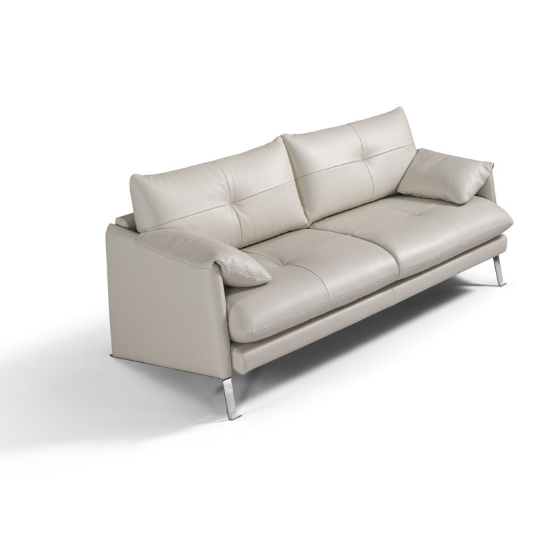 Causeuse Esponga, Cuir véritable mastic gris clair