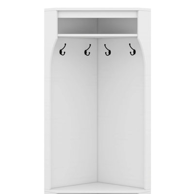 Hall Tree With Shoe Bench And 4 Hanging Hooks, Entryway Coat Rack With Shoe Shelf, Corner Cabinet With Adjustable Shelf