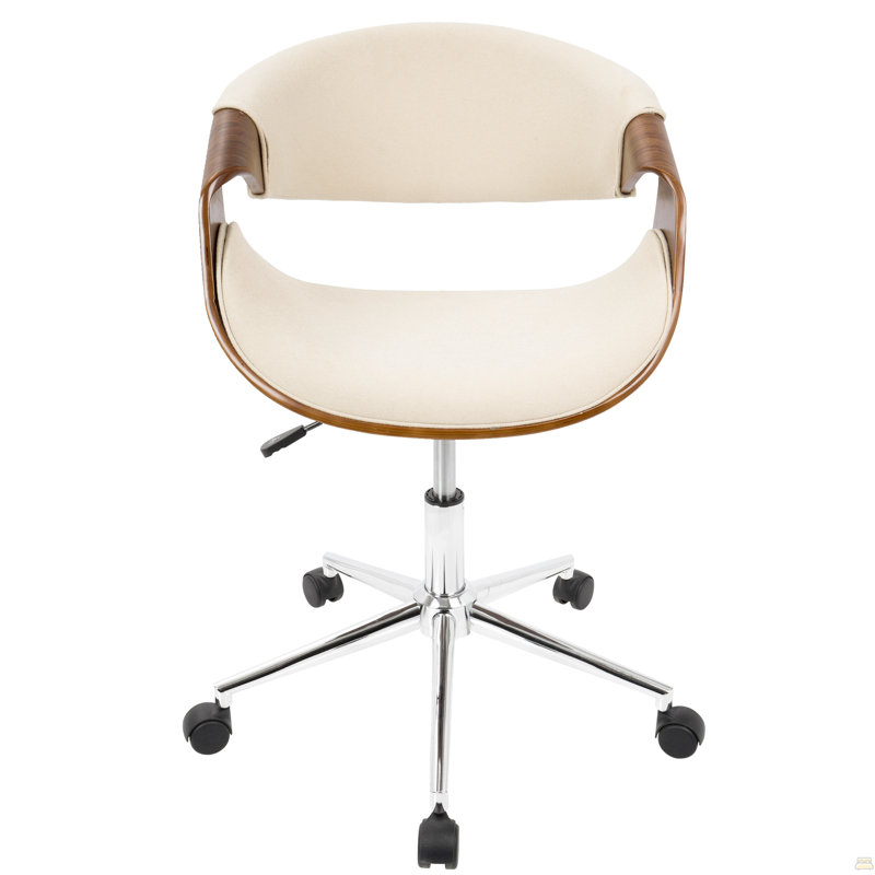 Chaise de bureau en noyer et crème