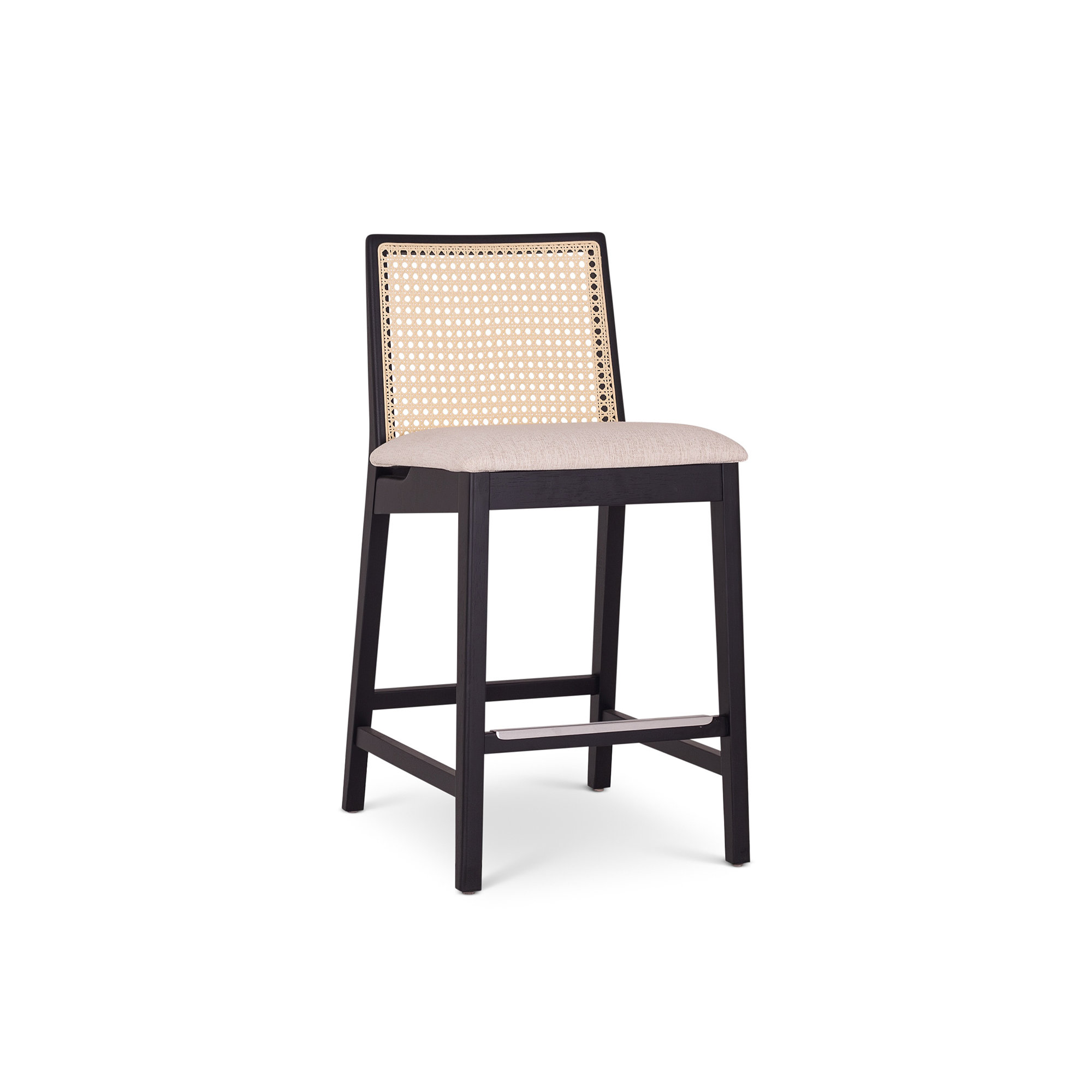 Mag Cane Bar & Counter Stool, Medley Ivory/Ebano/Natural, Counter Stool (25.5" Seat Height)