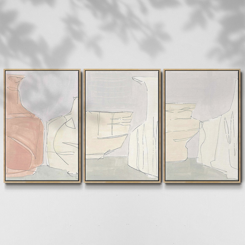" Clay I " 3 - Pieces, 40" H x 78" W, Natural