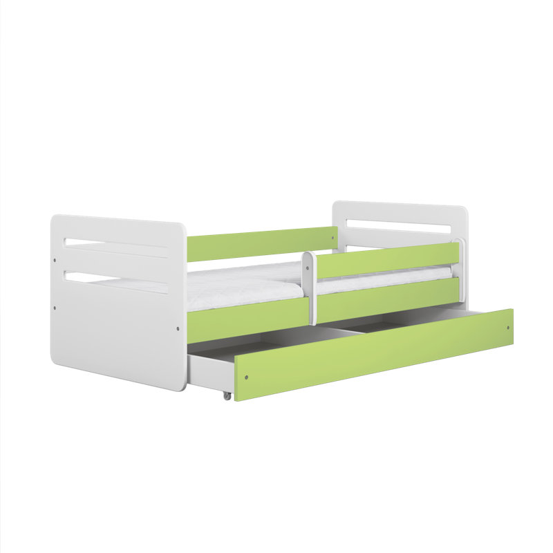 Molly Drawer Convertible Bed and Mattress, Lime Green, European Toddler (80 x 160 cm)