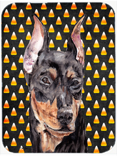 Caroline's Treasures Halloween Candy Corn German Pinscher Glass Cutting Board