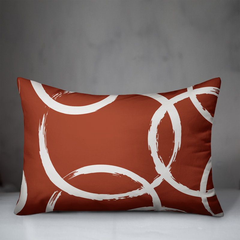  Coussin intérieur / extérieur géométrique, Orange / Rouge