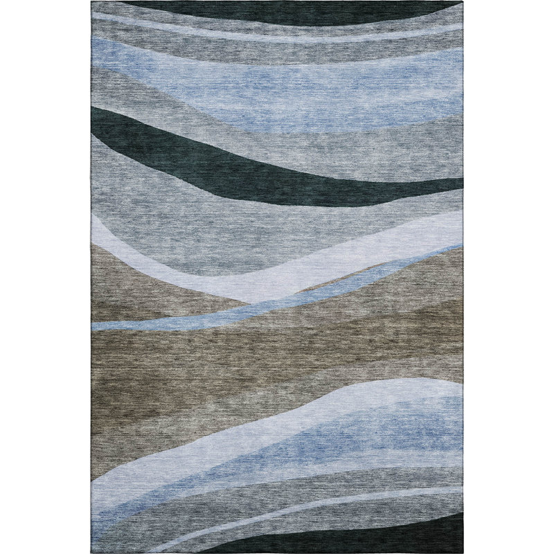 Premium Machine Washable Wayne AMF1098 Swirls Rug, Rectangle 3' x 5'