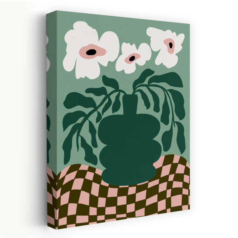 Art contemporain abstrait rétro "Bold Flower Art", H 24 po x l 16 po