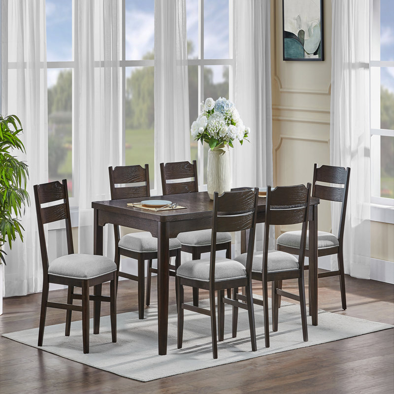 Meuble en bois 7 pièces, 7 pièces : table, 6 chaises