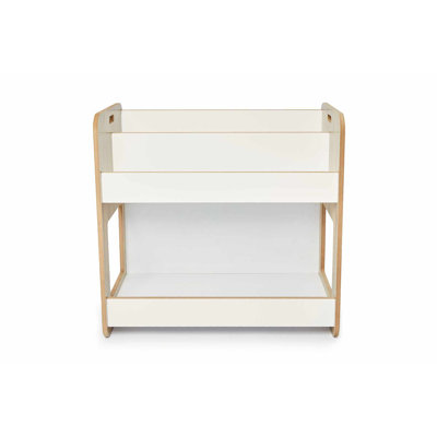 Modern Scandinavian Bookshelf, White & Natural, 22.4 x 21.7 x 13.4 inches | 100% MDF, Thickness: 0.5 inches | Stylish Storage Solution for Home & Office