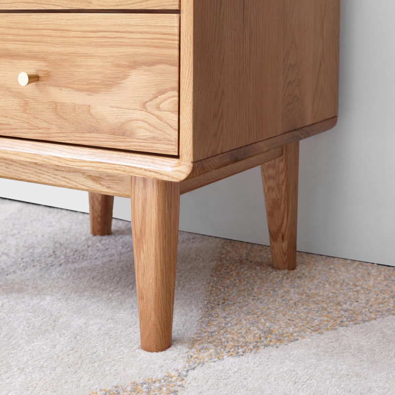Fjord 19.7"H Low & Narrow Solid Oak Nightstand, Natural Oak, Individual