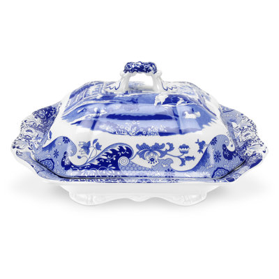 Spode Blue Italian Vegetable Dish, Covd 12"