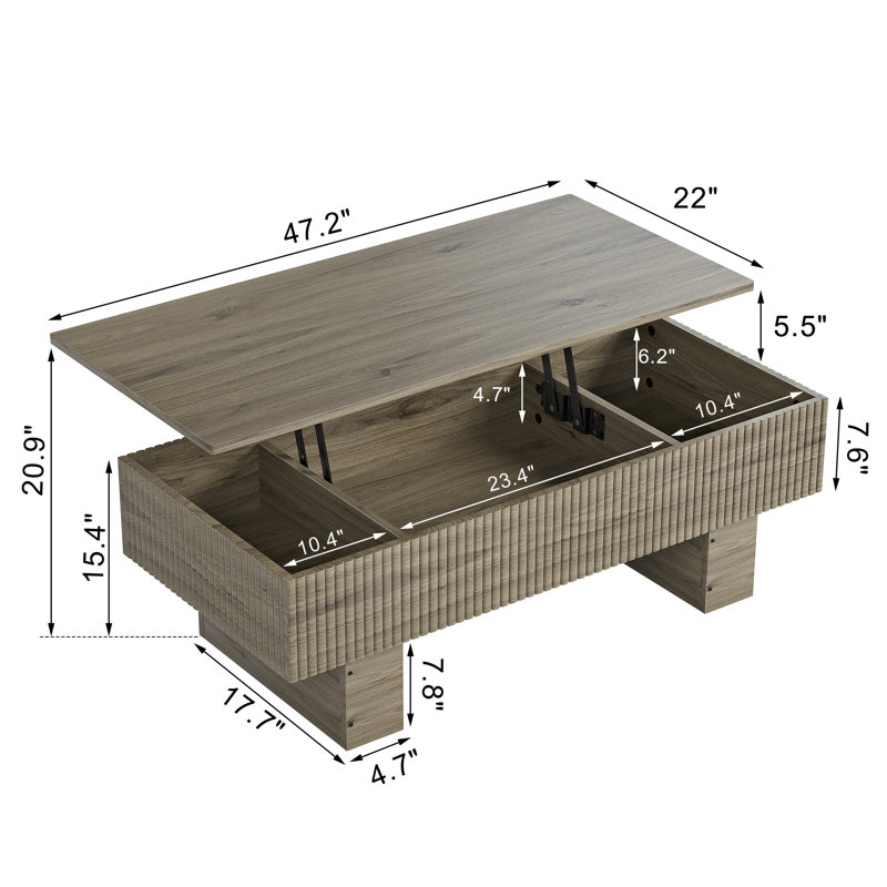Table basse 47,2 po, Gris