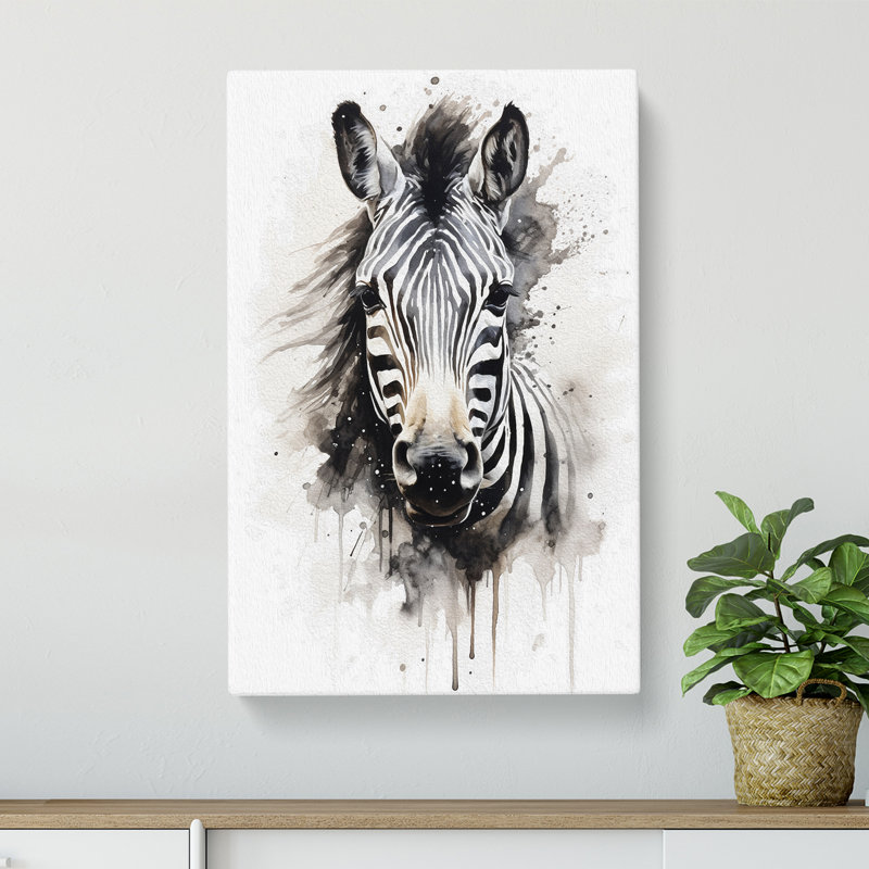 Zebra Gestural No.2 - Wrapped Canvas, 60cm H x 40cm W x 3cm D