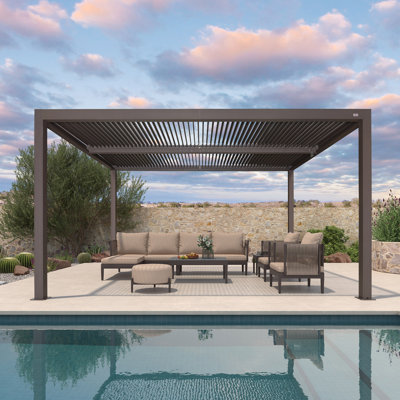 Pergola d'extérieur à persiennes en aluminium avec toit réglable pour abri de jardin à toit rigide pour terrasse