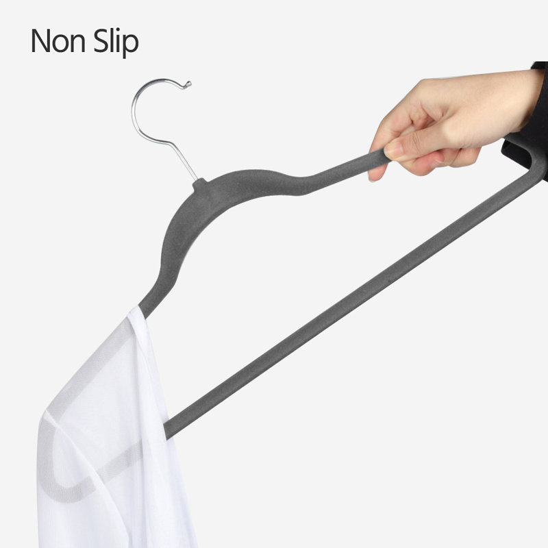 Santos Velvet Non-Slip Hanger with 360° Swivel Hook, Gray