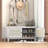 Trexm Boho Rattan Entryway Bench With Storage, Cushioned Shoe Bench With Double Doors, Wooden Shoe Organizer Bench For Entryway And Hallway (Gray Wash)-1964460183