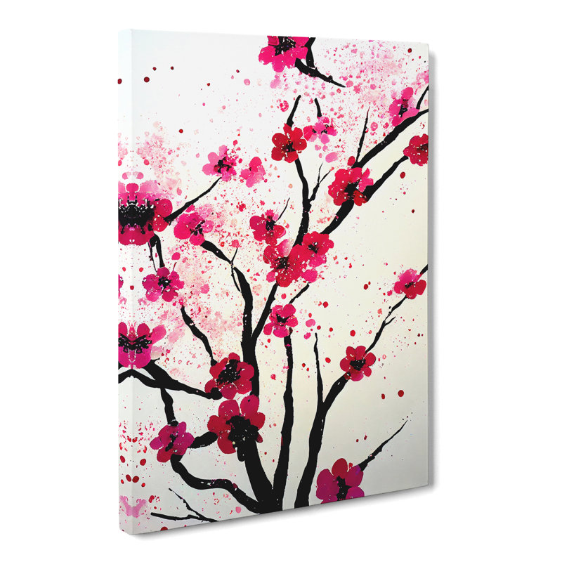 Cherry Blossom Tree Splatter Vol.4 - Wrapped Canvas, 60cm H x 40cm W x 3cm D