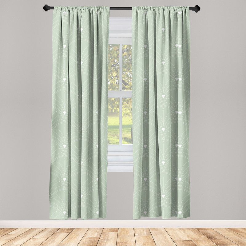 Semi Sheer Curtain Pair, Pale Green/White, 56" W x 84" L