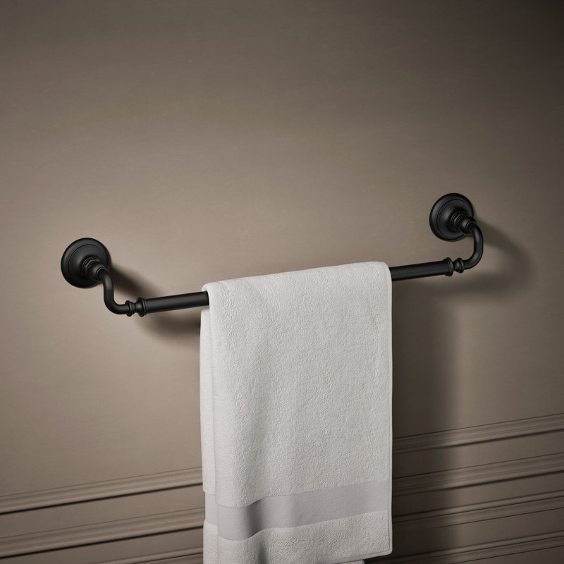 Artifacts® Wall Mounted Towel Bar, Matte Black, 3" H x 27" W x 3.5" D
