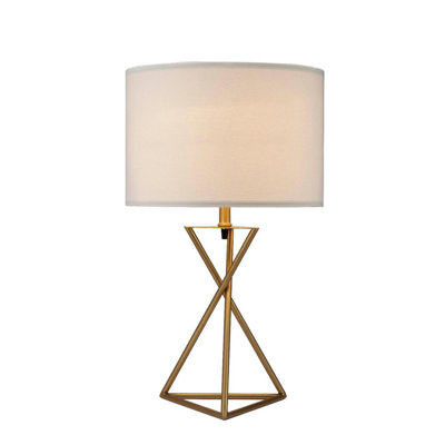 26.25" Tall "Ester" Mid-Century Metal Table Lamp, Hourglass Design, Matte Gold