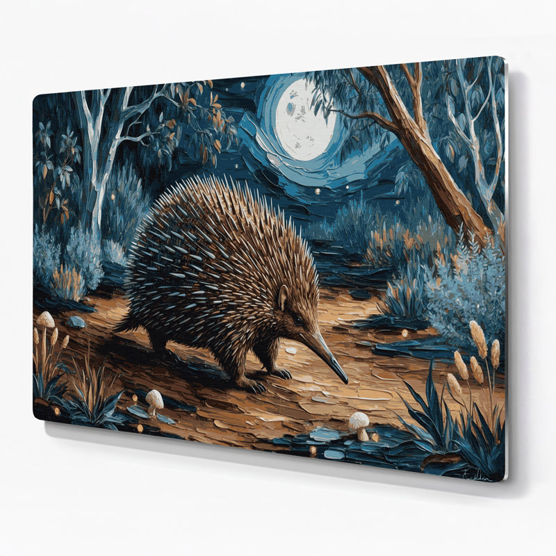Faune Echidna, art mural en métal noir, H 8 po x l 10 po