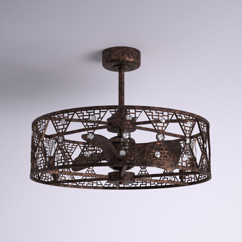 Ventilateur de plafond en cristal antique de 28 pouces avec télécommande Nyberg