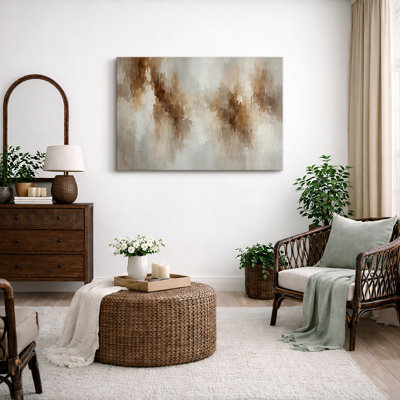 Vertical Earth Tone Abstract Artwork, Living Room Pictures, Framed Canvas Giclee Print Wall Art