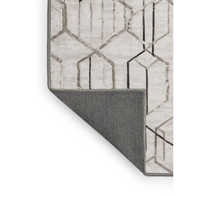 Tapis gris soyeux et moelleux, Rectangle 7 pi x 10 pi