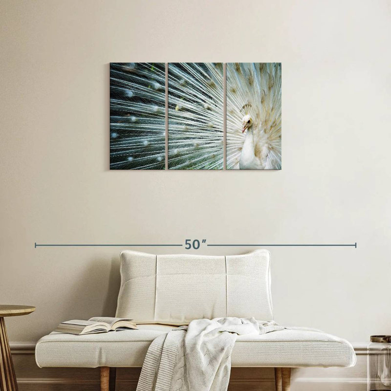 Brampt Icy White Peacock, 20" H x 33" W